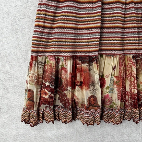 Milana Skirt Womens 2 Tiered Mixed Print Cottegecore Jean Prairie Boho - Picture 6 of 12